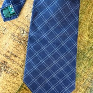 Lauren Ralph Lauren Navy Diamond Grid Silk Tie 56x3.75 USA Made